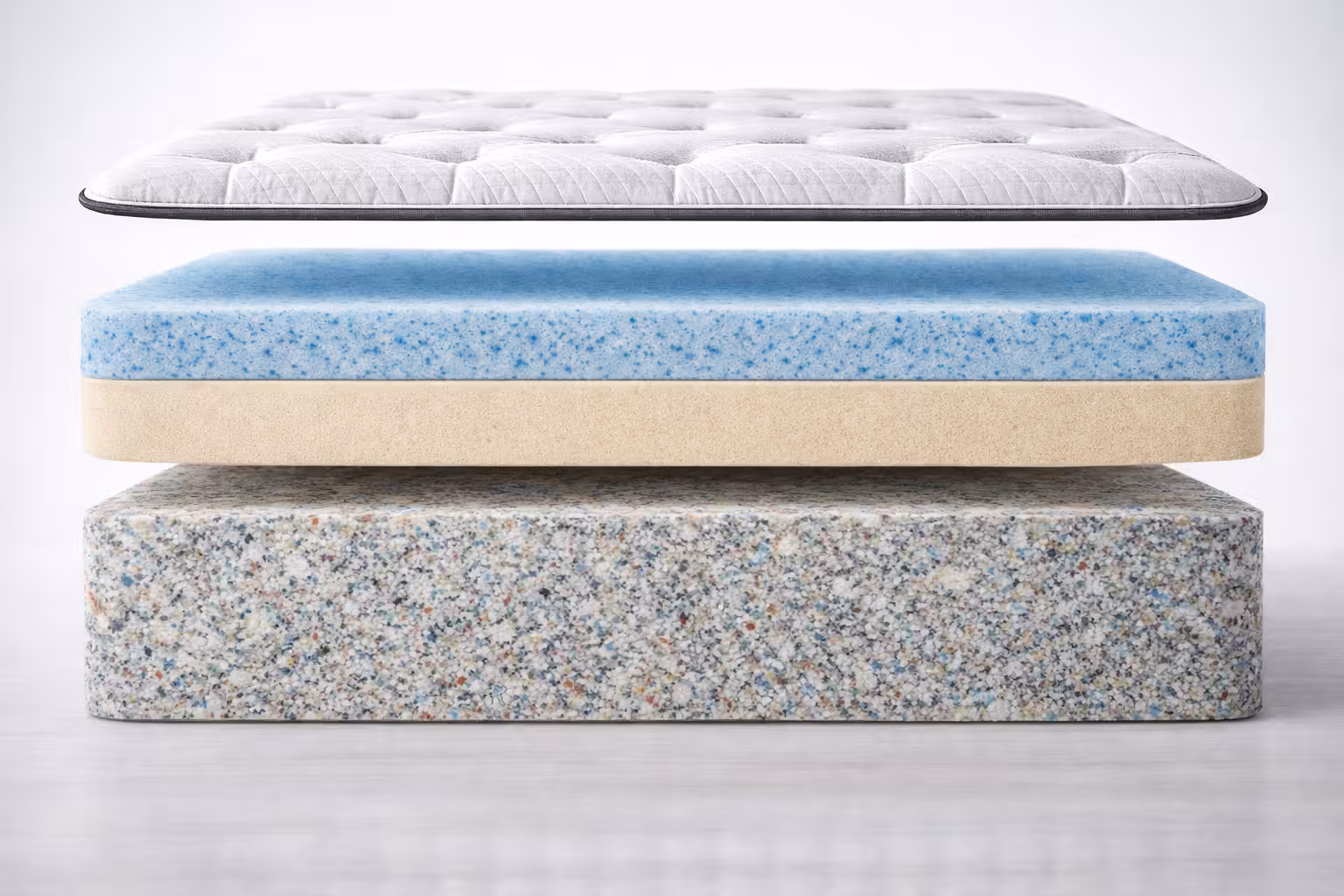 Cross section showing mattress layers